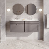Modern Splash 1200mm Satin Grey 2 Drawer Wall Hung Vanity With Twin Marble Basin
