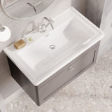 Modern Splash 800mm Satin Grey 1 Drawer Wall Hung Vanity Unit With 1 Tap Hole Basin With Ceramic Basin
