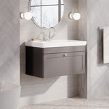 Modern Splash 800mm Satin Grey 1 Drawer Wall Hung Vanity Unit With 1 Tap Hole Basin With Ceramic Basin