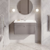 Modern Splash 800mm Satin Grey 1 Drawer Wall Hung Vanity Unit With 1 Tap Hole Basin