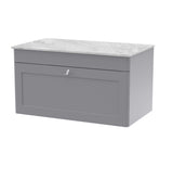 Modern Splash 800mm Satin Grey 1 Drawer Wall Hung Vanity Unit With Grey Marble Worktop