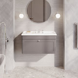 Modern Splash 800mm Satin Grey 1 Drawer Wall Hung Vanity Unit With 3 Tap Hole Basin
