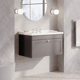 Modern Splash 800mm Satin Grey 1 Drawer Wall Hung Vanity Unit With 3 Tap Hole Basin