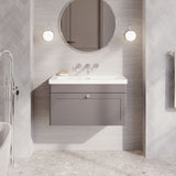Modern Splash 800mm Satin Grey 1 Drawer Wall Hung Vanity Unit With Fireclay Basin
