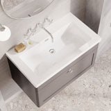 Modern Splash 800mm Satin Grey 1 Drawer Wall Hung Vanity Unit With Fireclay Basin