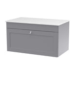 Modern Splash 800mm Satin Grey 1 Drawer  Wall Hung Vanity With White Marble Worktop