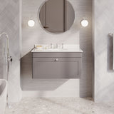 Modern Splash 800mm Satin Grey 1 Drawer Wall Hung Vanity Unit With 3 Tap Hole Marble Basin