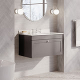 Modern Splash 800mm Satin Grey 1 Drawer Wall Hung Vanity Unit With 3 Tap Hole Marble Basin