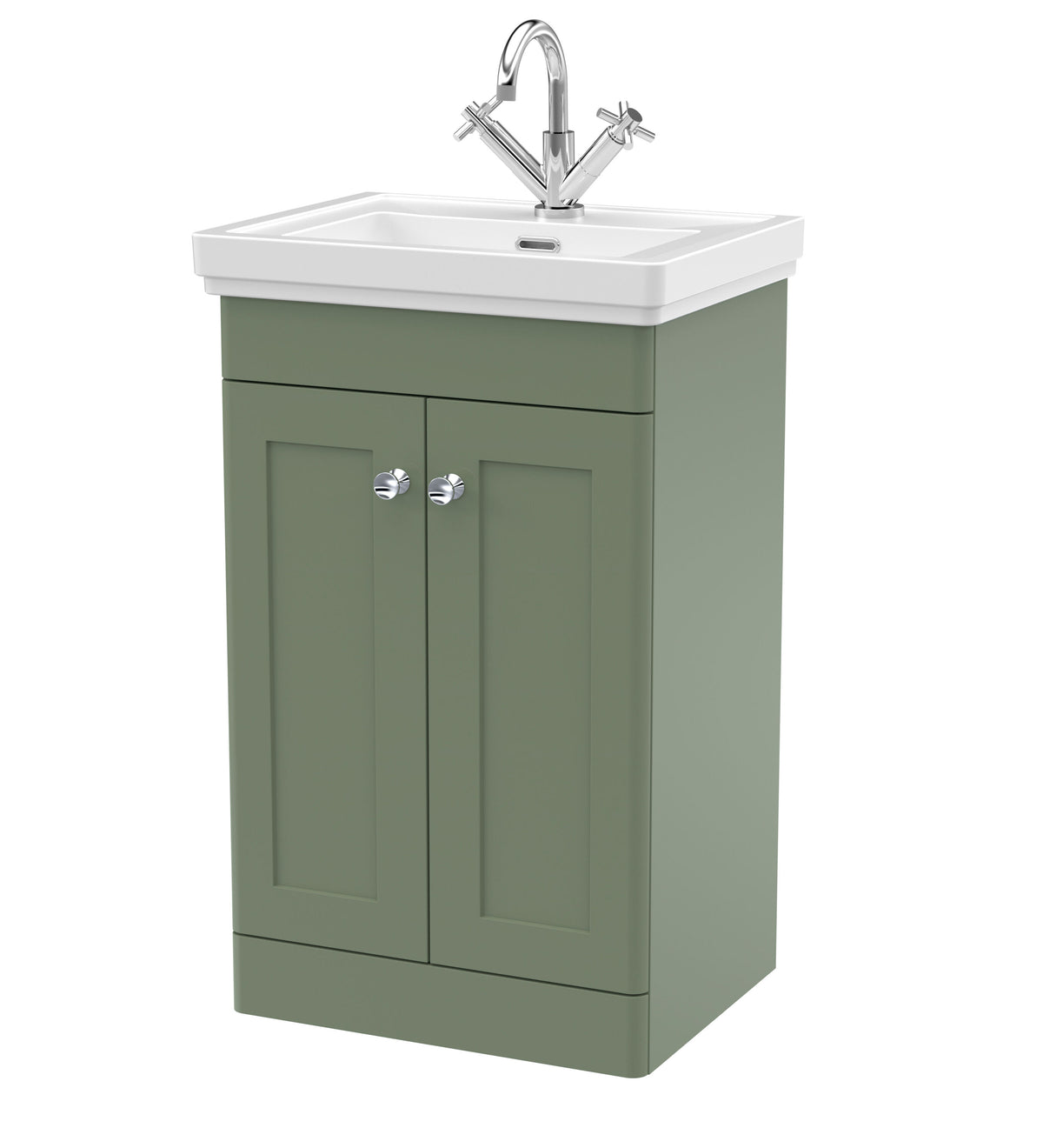 Modern Splash 500mm Satin Green 2 Door Floor Standing Vanity Unit With 1 Tap Hole Basin