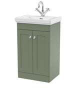 Modern Splash 500mm Satin Green 2 Door Floor Standing Vanity Unit With 1 Tap Hole Basin