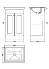 Modern Splash 500mm Satin Green 2 Door Floor Standing Vanity Unit With 1 Tap Hole Basin