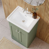 Modern Splash 500mm Satin Green 2 Door Floor Standing Vanity Unit With 1 Tap Hole Basin