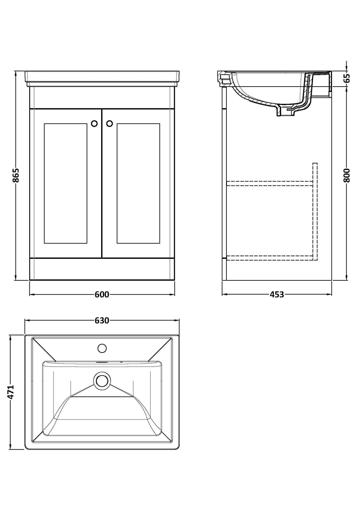 Modern Splash 600mm Satin Green 2 Door Floor Standing Vanity Unit With 1 Tap Hole Basin With Ceramic Basin