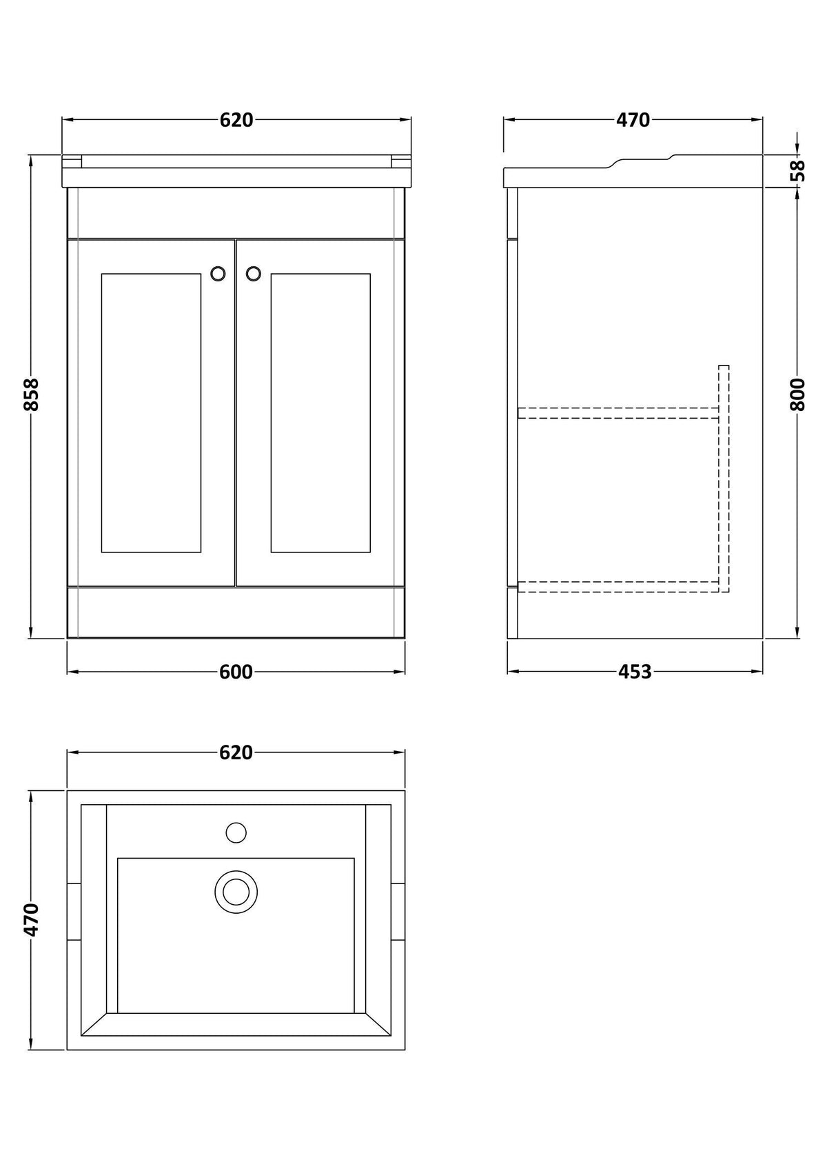 Modern Splash 600mm Satin Green 2 Door Floor Standing Vanity Unit With 1 Tap Hole Basin