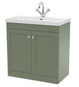 Modern Splash 800mm Satin Green 2 Door Floor Standing Vanity Unit With 1 Tap Hole Thin Edge Basin