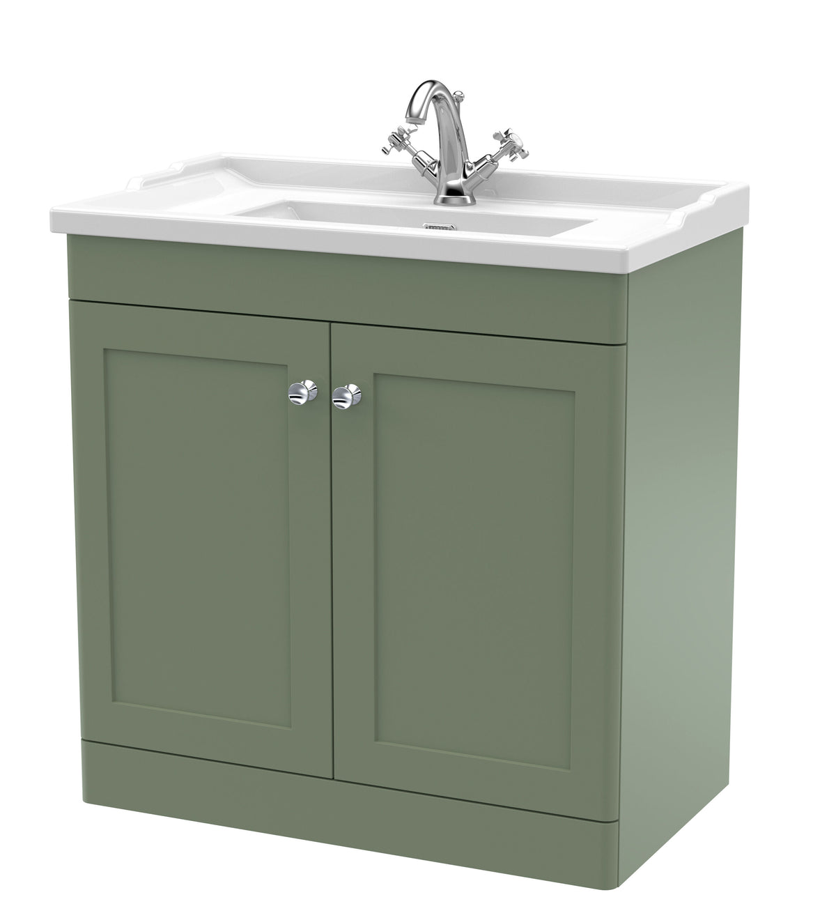 Modern Splash 800mm Satin Green 2 Door Floor Standing Vanity Unit With 1 Tap Hole Basin