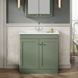 Modern Splash 800mm Satin Green 2 Door Floor Standing Vanity Unit With 1 Tap Hole Basin