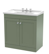 Modern Splash 800mm Satin Green 2 Door Floor Standing Vanity Unit With 3 Tap Hole Basin
