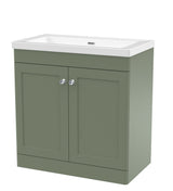 Modern Splash 800mm Satin Green 2 Door Floor Standing Vanity Unit With Fireclay Basin