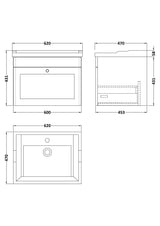 Modern Splash 600mm Satin Green 1 Drawer Wall Hung Vanity Unit With 1 Tap Hole Basin