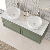 Modern Splash 1200mm Satin Green 2 Drawer Wall Hung Vanity Unit With Grey Marble Worktop