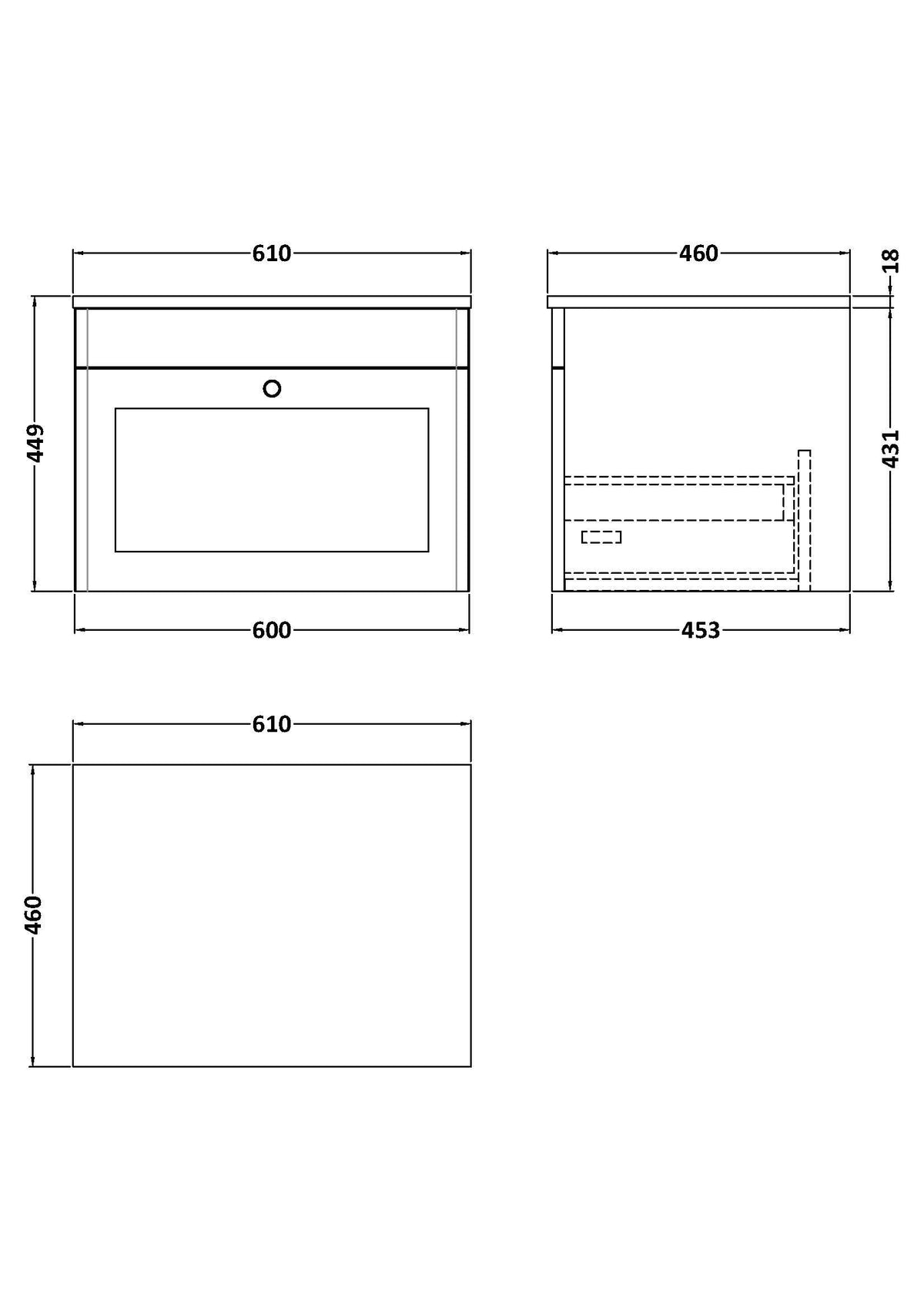 Modern Splash 600mm Satin Green 1 Drawer Wall Hung Vanity Unit With Grey Marble Worktop