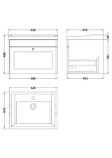 Modern Splash 600mm Satin Green 1 Drawer Wall Hung Vanity Unit With 3 Tap Hole Basin
