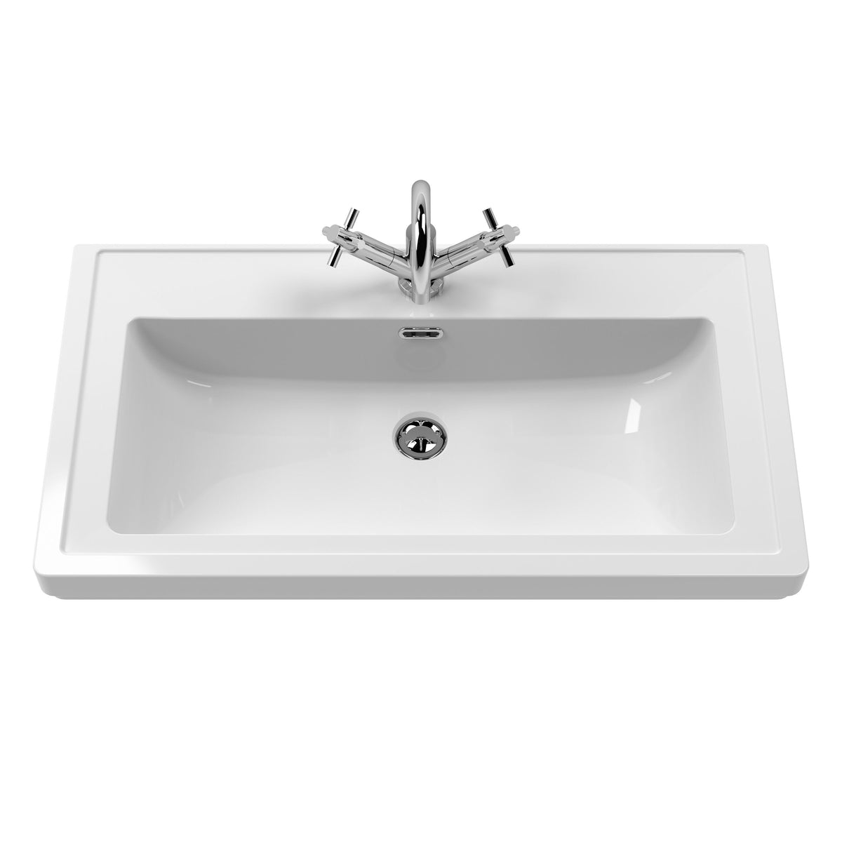 Modern Splash 800mm Satin Green 1 Drawer Wall Hung Vanity Unit With 1 Tap Hole Basin With Ceramic Basin
