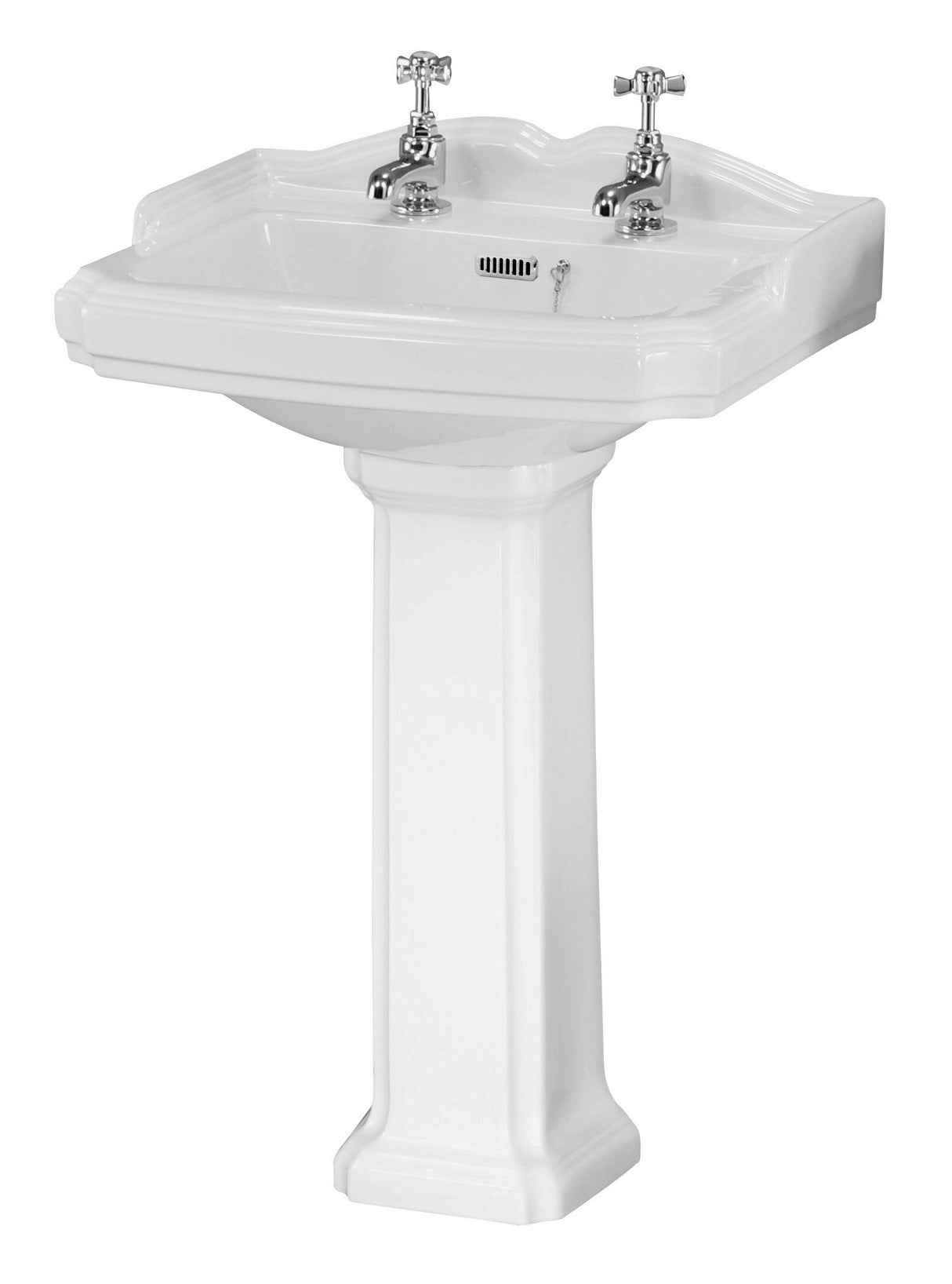 Modern Splash Legend 2 Tap Hole 590mm Ceramic Basin & Pedestal