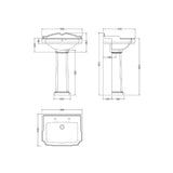 Modern Splash Legend 2 Tap Hole 590mm Ceramic Basin & Pedestal