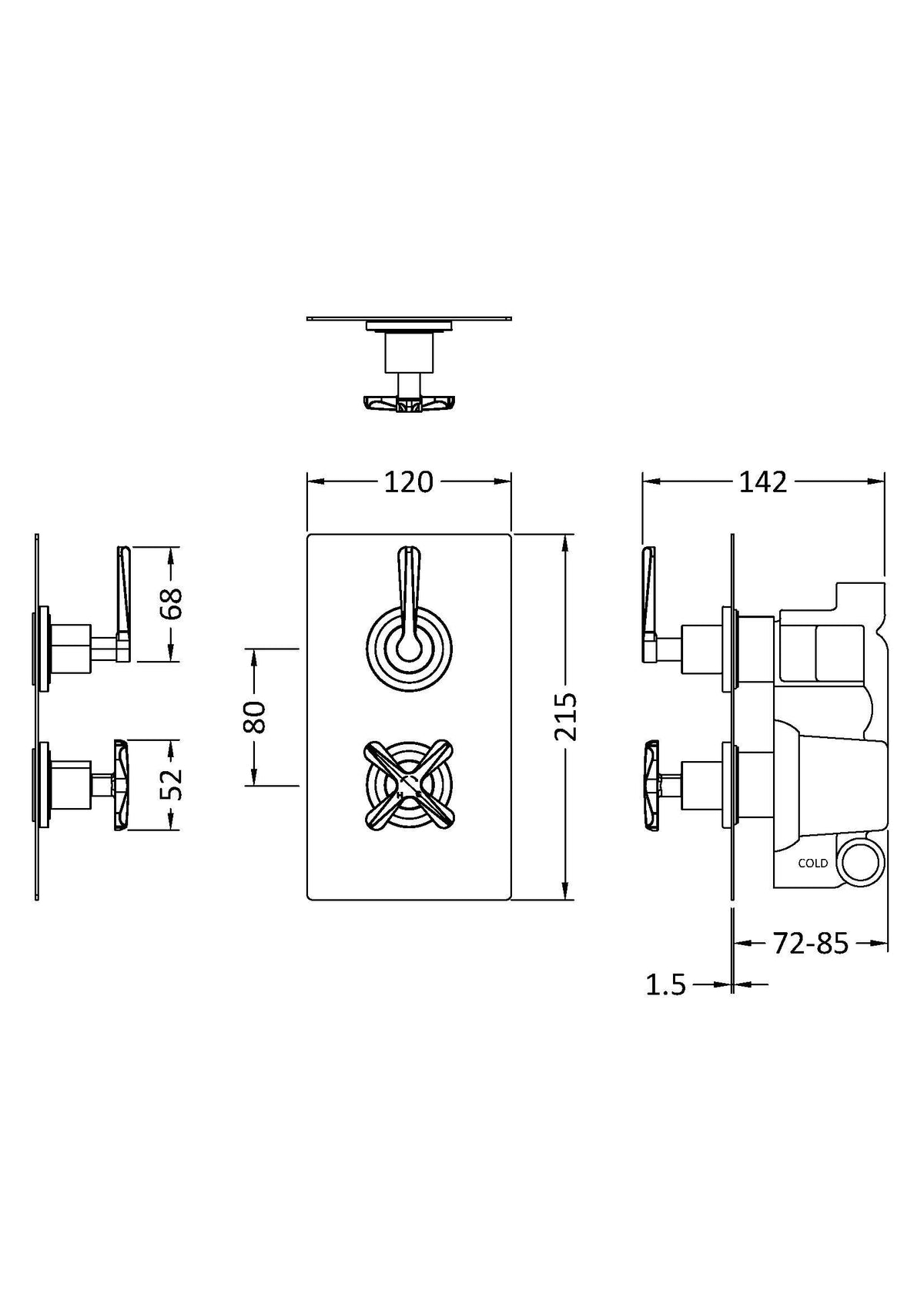 Modern Splash Matt Black Concealed Twin Thermostatic Shower Valve With Diverter
