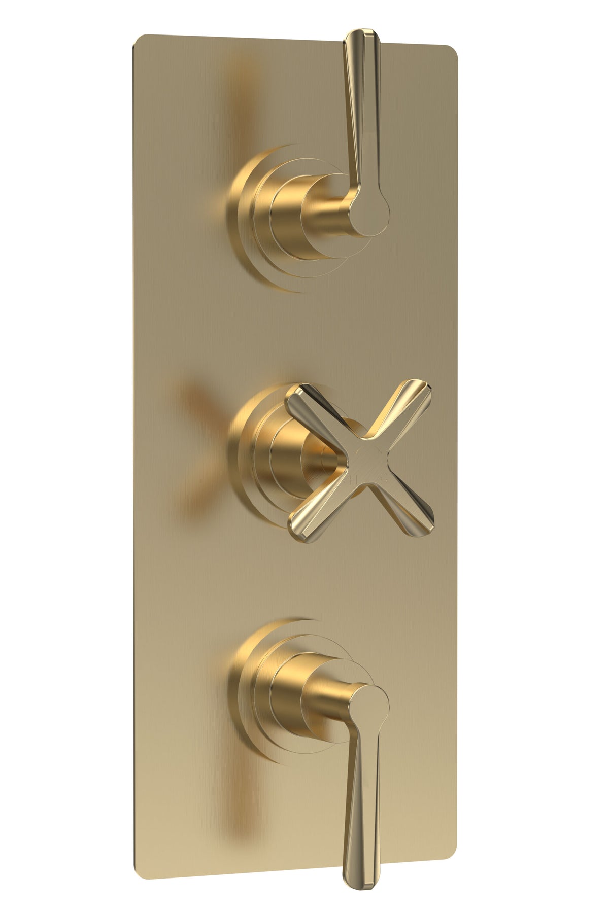 Modern Splash Brushed Brass Concealed Triple Thermostatic Shower Valve