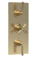 Modern Splash Brushed Brass Concealed Triple Thermostatic Shower Valve