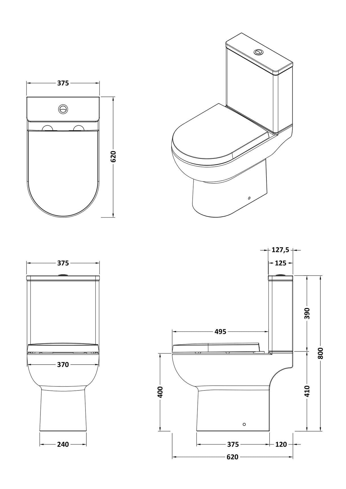 Modern Splash Isla Compact Rimless Pan & Cistern