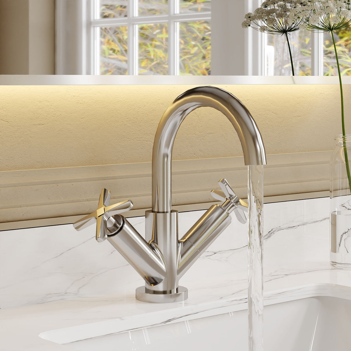 Modern Splash Chrome Deck Mounted Mono Basin Mixer With Pop Up Waste