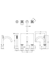 Modern Splash Chrome 4 Tap Hole Bath Mixer Tap With Shower Kit