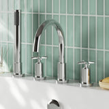 Modern Splash Chrome 4 Tap Hole Bath Mixer Tap With Shower Kit