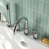 Modern Splash Chrome 4 Tap Hole Bath Mixer Tap With Shower Kit