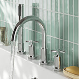 Modern Splash Chrome 4 Tap Hole Bath Mixer Tap With Shower Kit