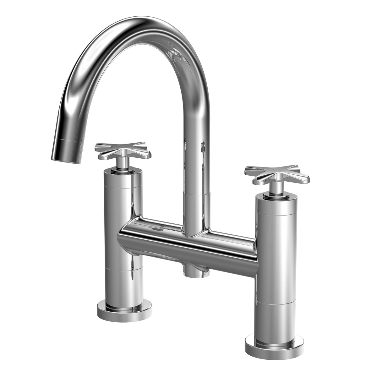 Modern Splash Chrome Deck Mounted Bath Filler