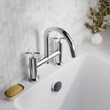 Modern Splash Chrome Deck Mounted Bath Filler