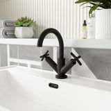 Modern Splash Matt Black Deck Mounted Mono Basin Mixer With Pop Up Waste