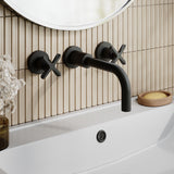 Modern Splash Matt Black 3 Tap Hole Deck Mounted Basin Mixer