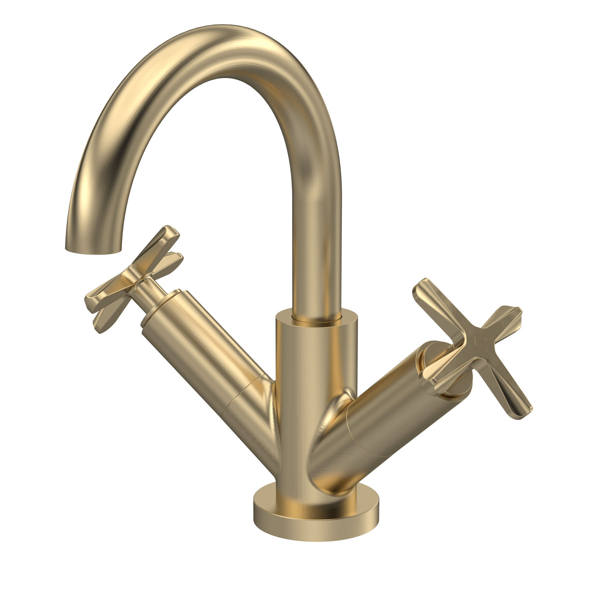 Modern Splash Brushed Brass Deck Mounted Mono Basin Mixer With Waste