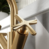 Modern Splash Brushed Brass Deck Mounted Mono Basin Mixer With Waste