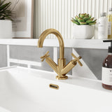 Modern Splash Brushed Brass Deck Mounted Mono Basin Mixer With Waste