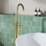 Modern Splash Brushed Brass Floorstanding Bath Shower Mixer