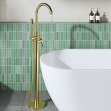 Modern Splash Brushed Brass Floorstanding Bath Shower Mixer