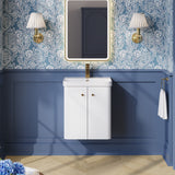 Modern Splash 500mm Gloss White 2 Door  Wall Hung Vanity Unit With Basin