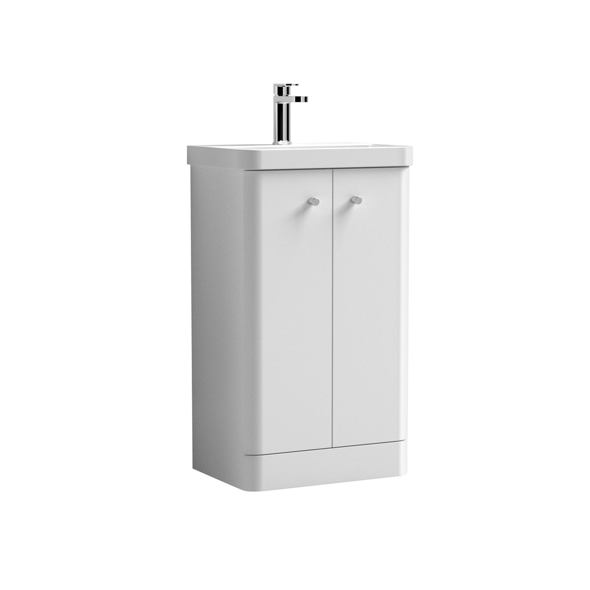 Modern Splash 500mm Gloss White 2 Door  Floor Standing Vanity Unit With Basin